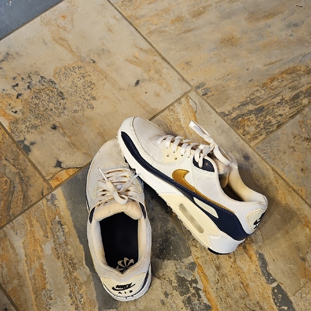 Nike Women's Cream, Navy & Gold Athletic Sneakers